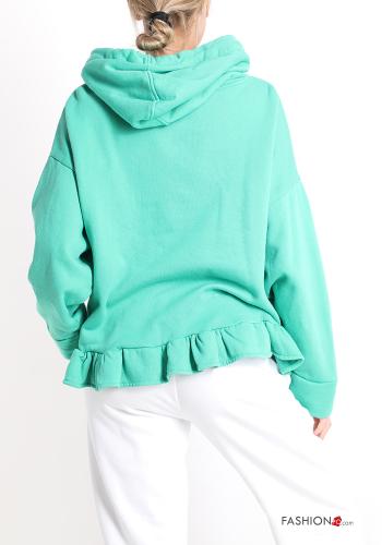 Sweatshirt em Algodão com folhos com capuz - ph 2