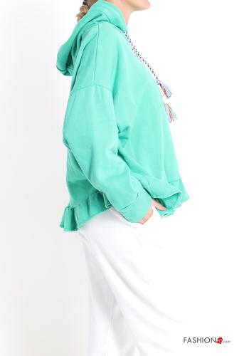 Sweatshirt em Algodão com folhos com capuz - ph 3