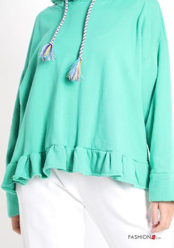 Sweatshirt em Algodão com folhos com capuz - ph 4