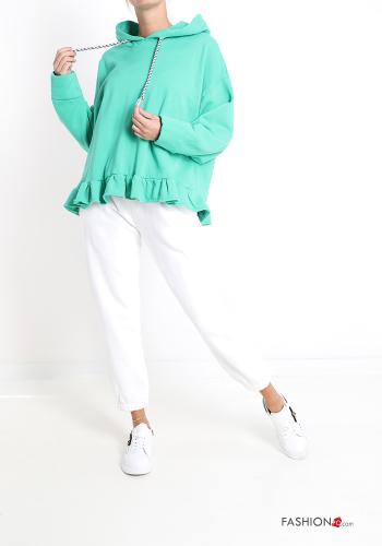 Sweatshirt em Algodão com folhos com capuz - ph 5