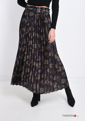 Saia com plissado Longuette Floral - ph 1
