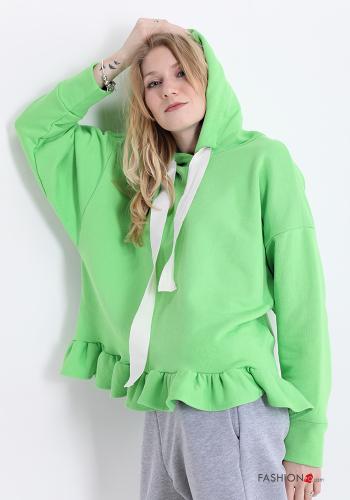 Sweatshirt aus Baumwolle  mit Volants mit Kapuze - ph 1