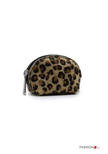Porte-monnaie en Cuir Véritable  avec fermeture éclair Imprimé animalier - ph 1