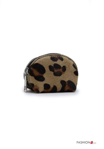 Porte-monnaie en Cuir Véritable  avec fermeture éclair Imprimé animalier - ph 1