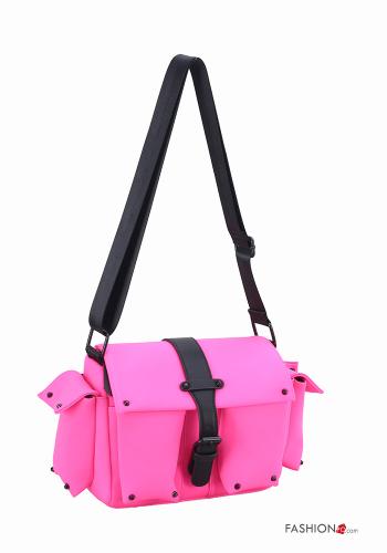 faux leather fluorescent Bag with pockets with shoulder strap with zip - ph 1