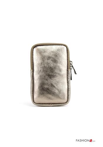 Custodia in Vera pelle  per cellulare con zip con tracolla - ph 1