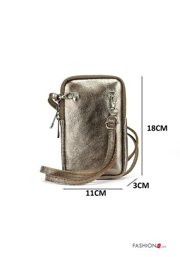 Custodia in Vera pelle  per cellulare con zip con tracolla - ph 2