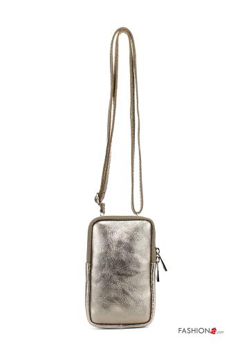 Custodia in Vera pelle  per cellulare con zip con tracolla - ph 3