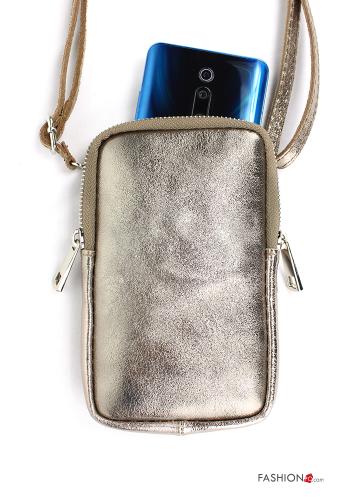 Custodia in Vera pelle  per cellulare con zip con tracolla - ph 4