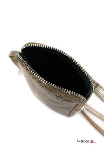 Custodia in Vera pelle  per cellulare con zip con tracolla - ph 5