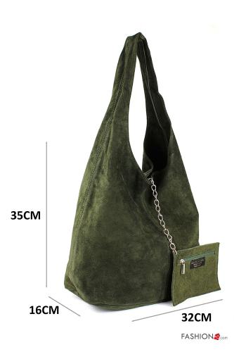 Borsa in Vera pelle  camoscio con bottoni con portachiavi - ph 2
