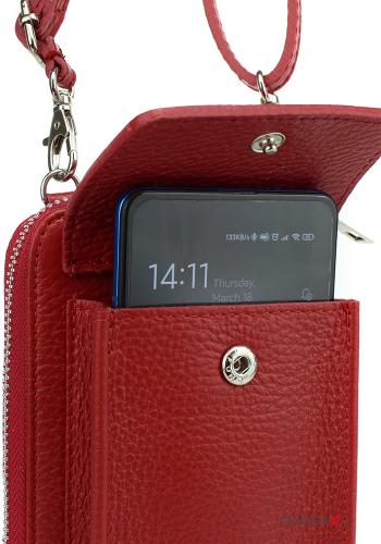 Estuche de Cuero Genuino para móvil con bandolera con billetera con cremallera - ph 2