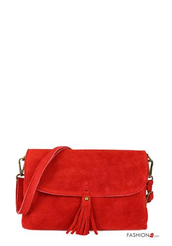 Sac en Cuir Véritable Suède avec fermeture éclair avec bandoulière à franges - ph 1
