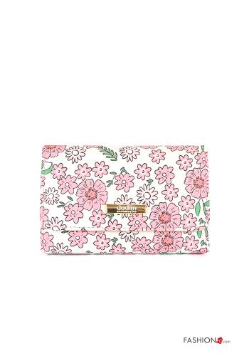 Blumenmuster Kunstleder Geldbeutel mit Knöpfen mit Reißverschluss mit Taschen - ph 1