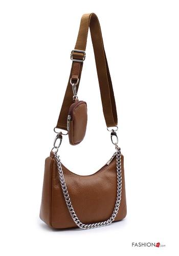 Borsa a spalla in Vera pelle con zip con tracolla - ph 1
