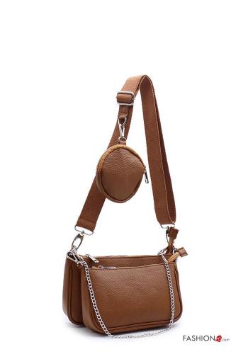 Bolsa de hombro de Cuero Genuino con bandolera con cremallera con monedero - ph 1