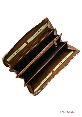 Portefeuille en Cuir Véritable avec fermeture éclair avec clous - ph 3