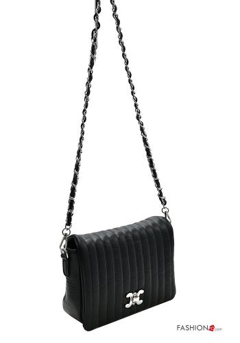 Mala de ombro em Couro Genuíno com fecho com bolsos com alça - ph 2