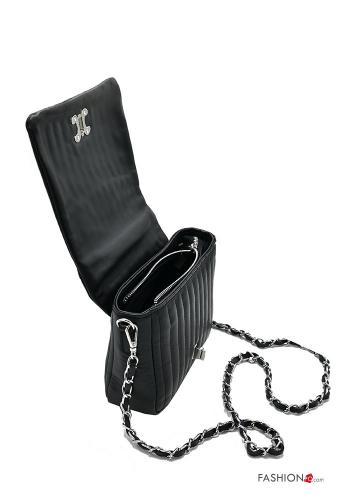 Mala de ombro em Couro Genuíno com fecho com bolsos com alça - ph 3