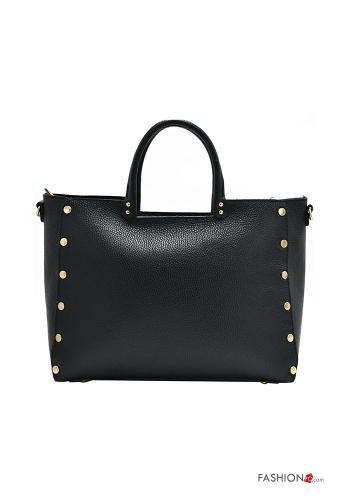 Borsa a mano in Vera pelle con borchie con zip con tracolla - ph 2