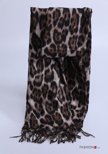 Animal print Scarf with fringes - ph 1