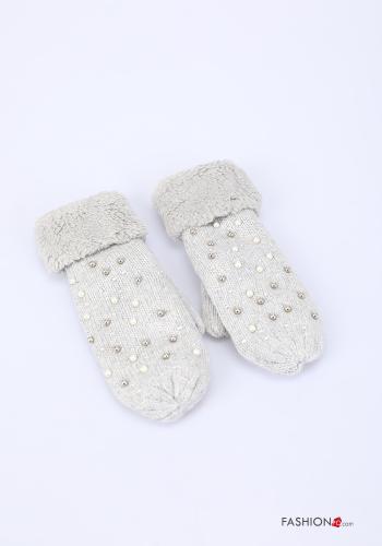 Luvas em Lã mista com pérolas com tachas - ph 1