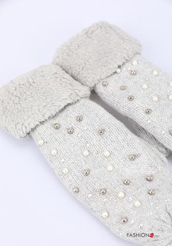 Luvas em Lã mista com pérolas com tachas - ph 3