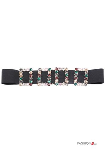 Belt with rhinestones with elastic