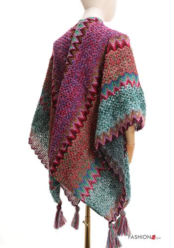 Farbiges Muster Cape mit Fransen - ph 2