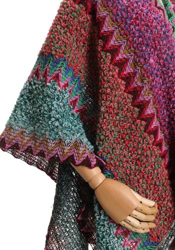 Farbiges Muster Cape mit Fransen - ph 4