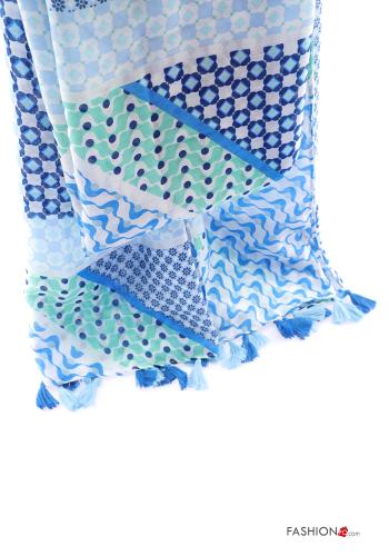 Geometric pattern Scarf with fringe - ph 4