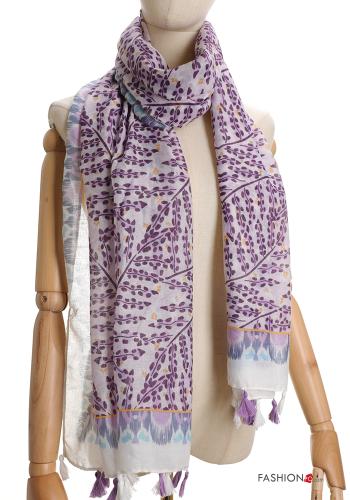 Leaf print Scarf with fringe - ph 1