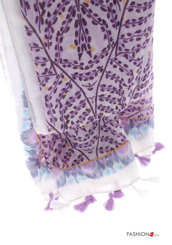 Leaf print Scarf with fringe - ph 4