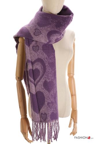 heart motif Scarf with fringe