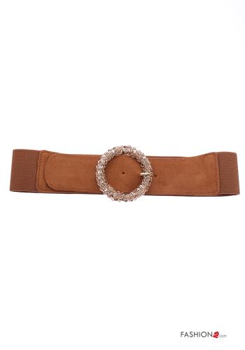 Cintura in Vera pelle con strass con elastico