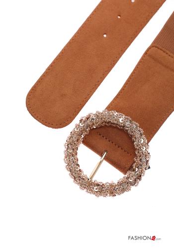 Cintura in Vera pelle con strass con elastico - ph 3