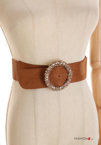 Cintura in Vera pelle con strass con elastico - ph 4