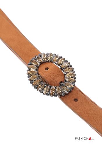 faux leather adjustable Belt with rhinestones with elastic - ph 2