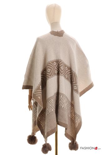 Geometrisches Muster Cape mit Taschen - ph 2