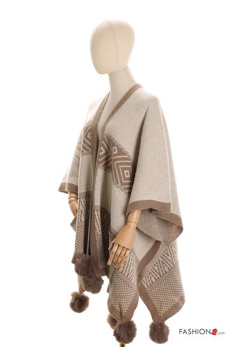 Geometrisches Muster Cape mit Taschen - ph 3