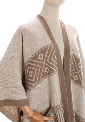 Geometrisches Muster Cape mit Taschen - ph 4