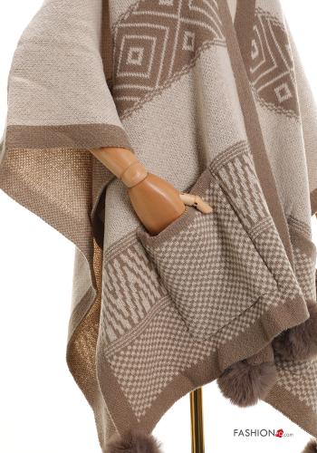 Geometrisches Muster Cape mit Taschen - ph 5