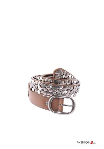 Ceinture en Cuir Véritable ajustable avec clous - ph 1