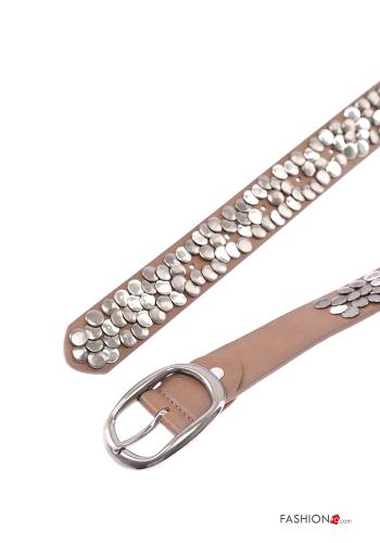Ceinture en Cuir Véritable ajustable avec clous - ph 2