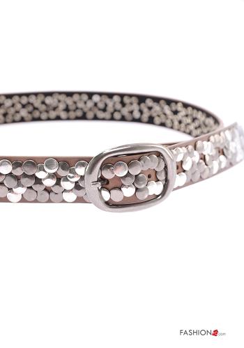 Ceinture en Cuir Véritable ajustable avec clous - ph 3