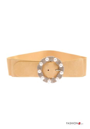 faux leather Belt with pearls with elastic