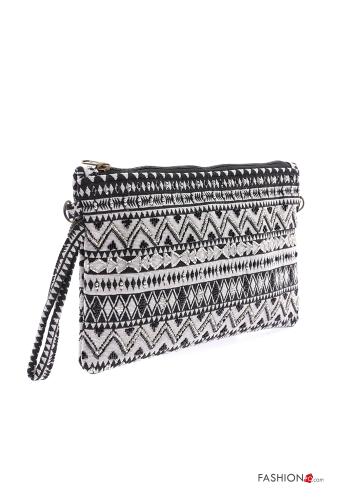 Pochette en Coton à Imprimé Géométrique avec fermeture éclair avec bandoulière - ph 2
