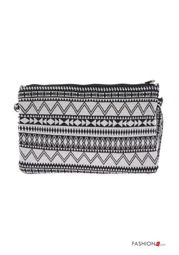 Pochette en Coton à Imprimé Géométrique avec fermeture éclair avec bandoulière - ph 3