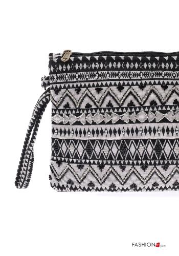 Pochette en Coton à Imprimé Géométrique avec fermeture éclair avec bandoulière - ph 4