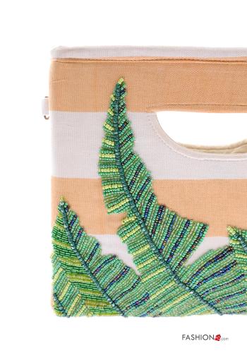 Borsa a mano in Cotone Fantasia ricamata con zip con tracolla - ph 4